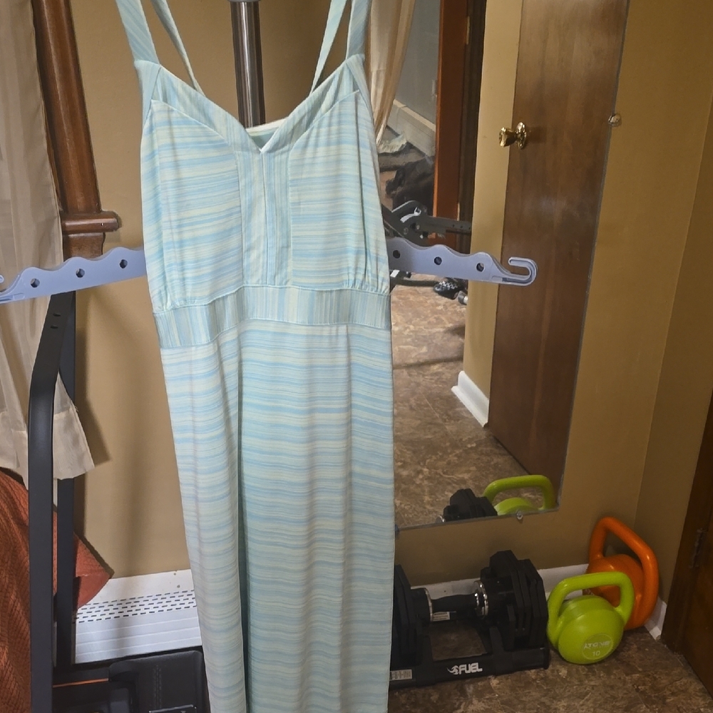 Columbia Light Blue and Green Striped Dress